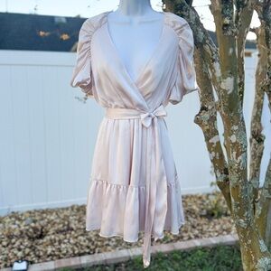 Ted Baker Blush Pink Puff Sleeve Wrap Dress | NWT | $340 Retail